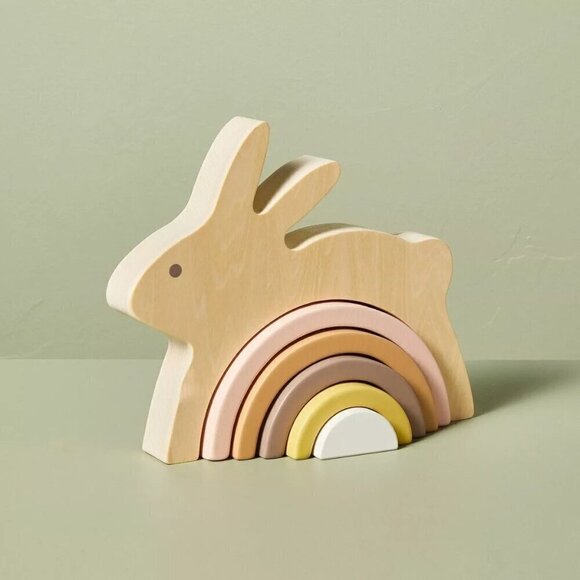 Hearth & Hand Magnolia Toy Bunny Wooden Block Stacker Easter Nursery Target 2024 - Picture 1 of 7